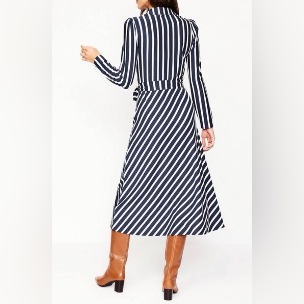 Boden Striped Navy and White Midi Dress - Picture 2 of 5